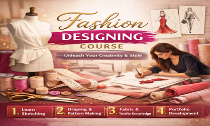 Fashion designing course showcasing apparel creation, textile design, and creative styling